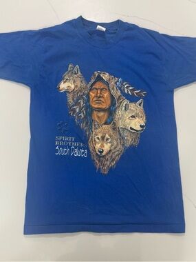 🔥 Vintage 90s Spirit Brothers South Dakota Wolf Tee 🐺